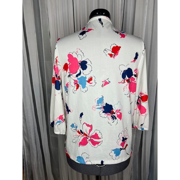 knit top kitten bow tropical flowers 1970s pink blue - Picture 4 of 8